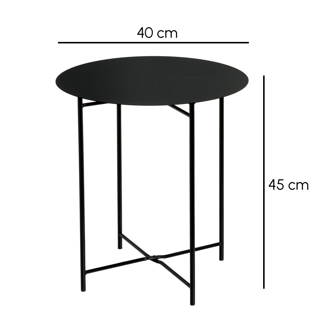 Mesa Auxiliar Metálica Negra 40x40x45 cm con Estrucrura Tubular