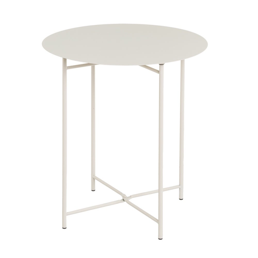 Mesa Auxiliar Metálica Beige 40x40x45 cm con Estrucrura Tubular