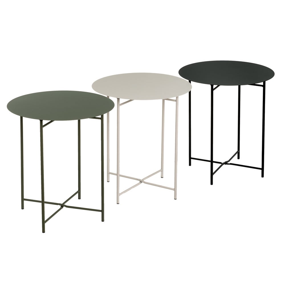 Mesa Auxiliar Metálica Beige 40x40x45 cm con Estrucrura Tubular