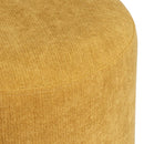 Puff taburete redondo tapizado en chenilla mostaza de 40x45 cm