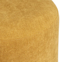 Puff taburete redondo tapizado en chenilla mostaza de 40x45 cm