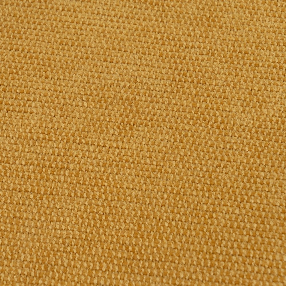 Puff taburete redondo tapizado en chenilla mostaza de 40x45 cm