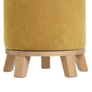 Puff taburete redondo tapizado en chenilla mostaza de 40x45 cm