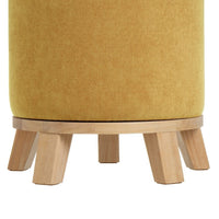 Puff taburete redondo tapizado en chenilla mostaza de 40x45 cm