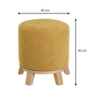 Puff taburete redondo tapizado en chenilla mostaza de 40x45 cm