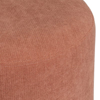 Puff taburete redondo tapizado en chenilla naranja de 40x45 cm
