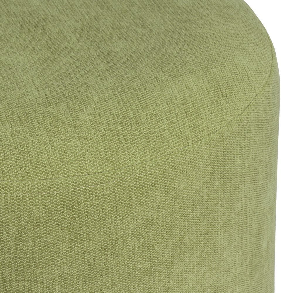 Puff taburete redondo tapizado en chenilla verde de 40x45 cm