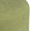 Puff taburete redondo tapizado en chenilla verde de 40x45 cm