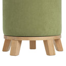 Puff taburete redondo tapizado en chenilla verde de 40x45 cm