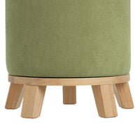 Puff taburete redondo tapizado en chenilla verde de 40x45 cm
