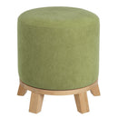 Puff taburete redondo tapizado en chenilla verde de 40x45 cm