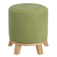 Puff taburete redondo tapizado en chenilla verde de 40x45 cm