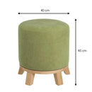 Puff taburete redondo tapizado en chenilla verde de 40x45 cm