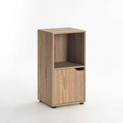 Mesita de noche Cubo de laminado color roble con 1 puerta de 60x30x29 cm