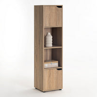 Estantería cubo 2 puertas de madera color natural de 120x30x29 cm