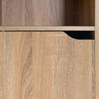 Estantería cubo 2 puertas de madera color natural de 120x30x29 cm