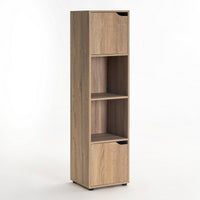 Estantería cubo 2 puertas de madera color natural de 120x30x29 cm