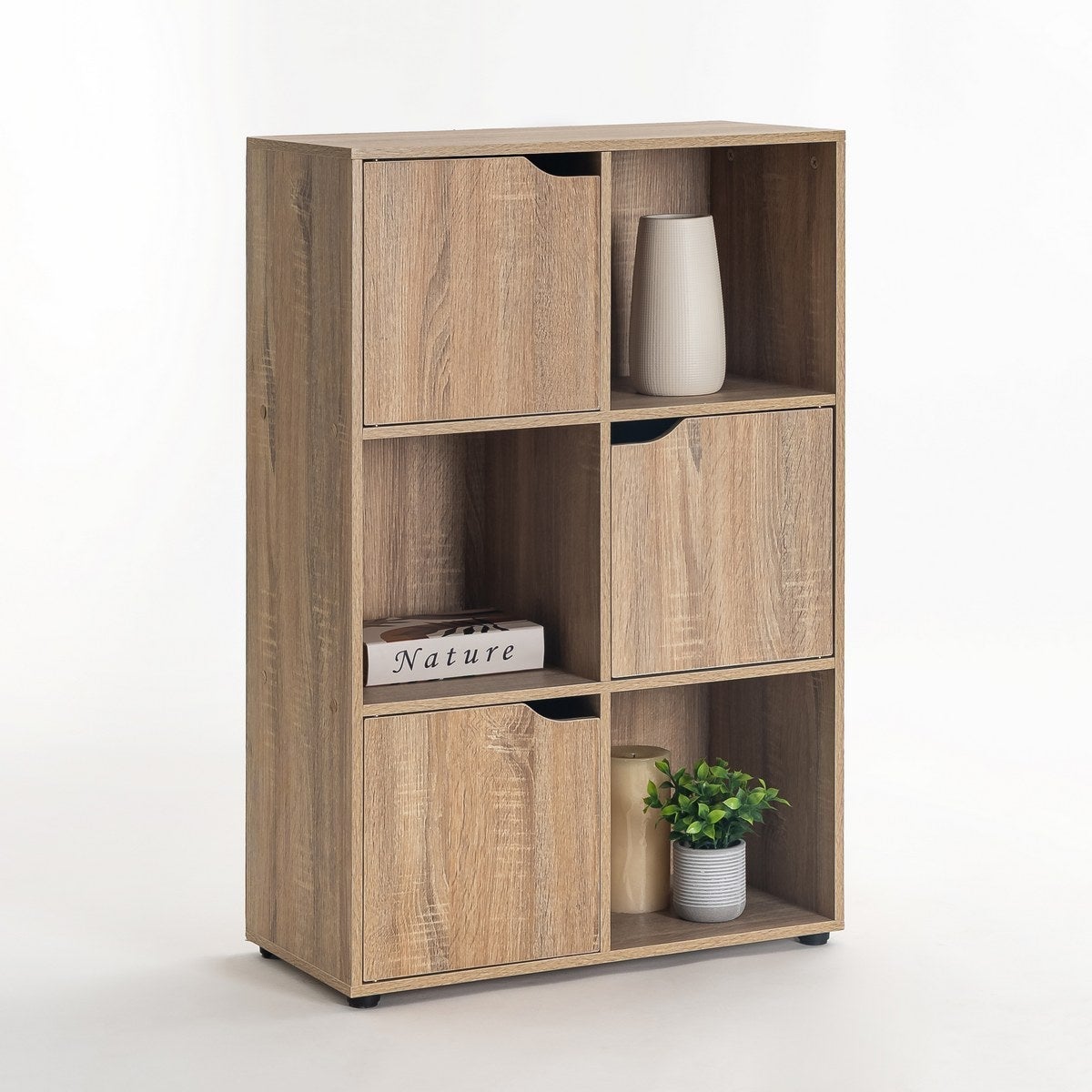 Estantería Cubo con puertas natural de 90x60 cm