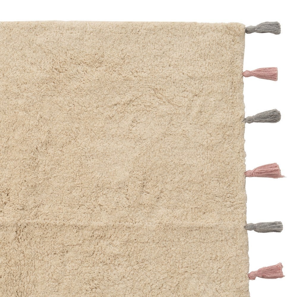 Alfombra de Algodon Beige Lavable 150x90 cm