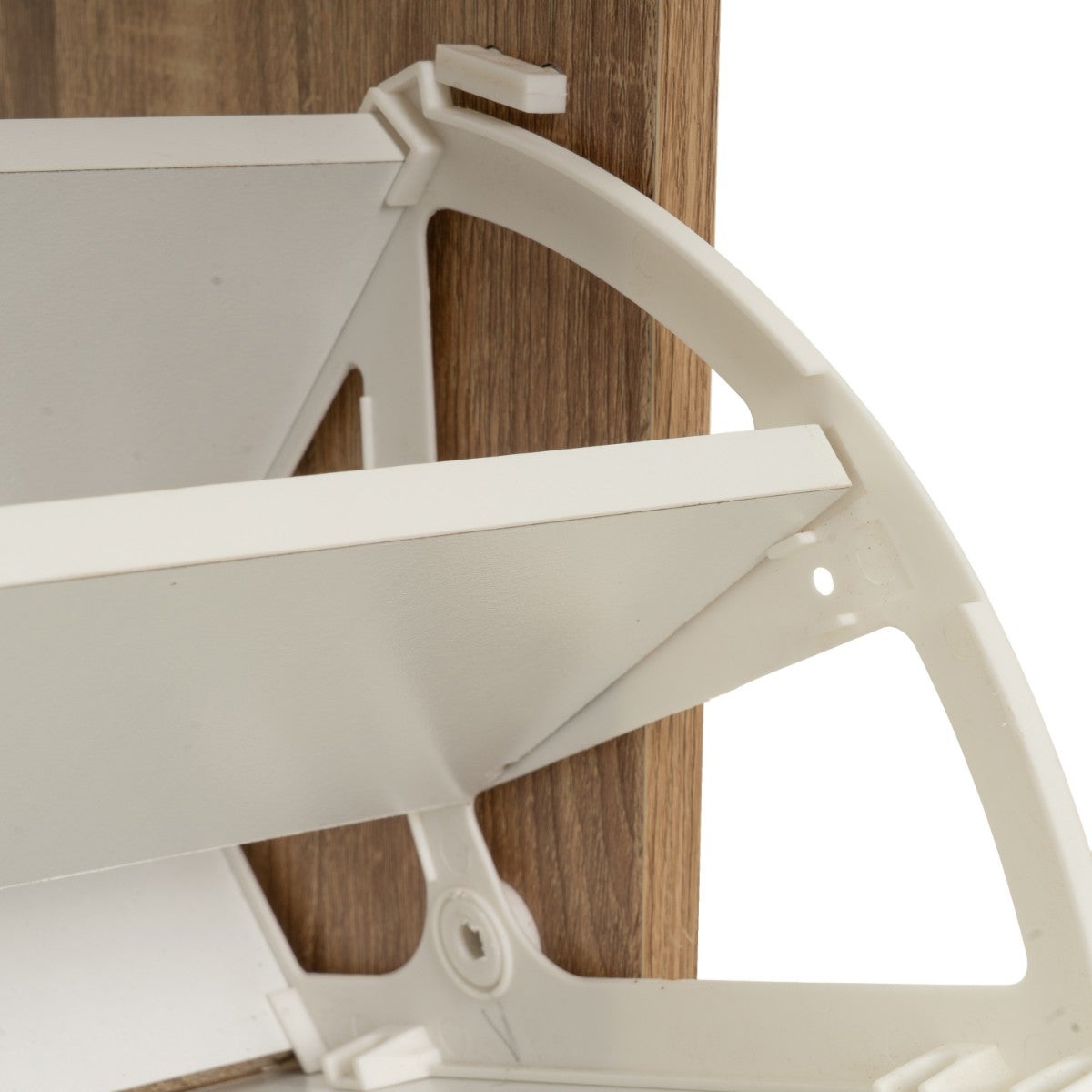 Zapatero color blanco y roble de 2 puertas de 60x24x80 cm para 8 pares