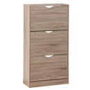 Zapatero estrecho de 3 puertas color natural de 60x24x115 cm