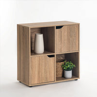Estantería Cubo 2 puertas de madera color natural de 60x60x29 cm