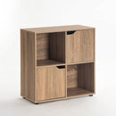 Estantería Cubo 2 puertas de madera color natural de 60x60x29 cm
