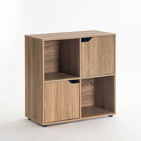 Estantería Cubo 2 puertas de madera color natural de 60x60x29 cm
