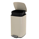 Papelera cuadrada de pedal beige de 20 litros de 37x27x45 cm