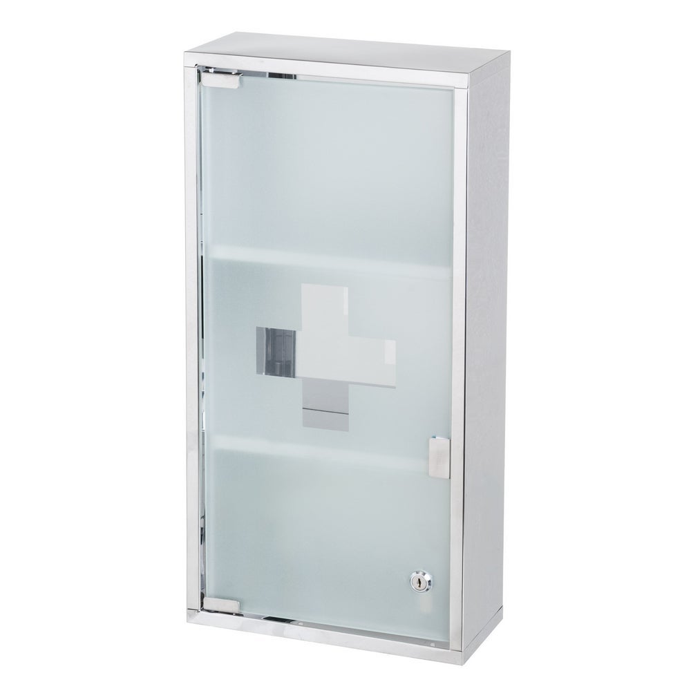 Armario Botiquin de Acero Inoxidable y Cristal 30x12x60 cm