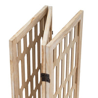 Biombo de madera de paulonia con diseño de hexágonos de 120x170 cm