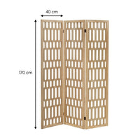 Biombo de madera de paulonia con diseño de hexágonos de 120x170 cm