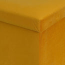 Puf arcón plegable color amarillo para almacenaje con tapa de 38x38x38cm