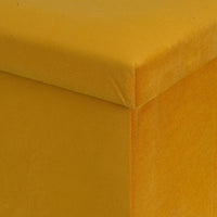 Puf arcón plegable color amarillo para almacenaje con tapa de 38x38x38cm