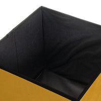 Puf arcón plegable color amarillo para almacenaje con tapa de 38x38x38cm