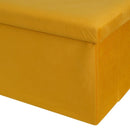 Puf arcón plegable color amarillo para almacenaje con tapa de 76x38x38cm