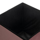 Puf arcón plegable color malva para almacenaje con tapa de 38x38x38cm