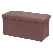 Puf arcón plegable color malva para almacenaje con tapa de 76x38x38cm
