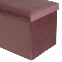 Puf arcón plegable color malva para almacenaje con tapa de 76x38x38cm