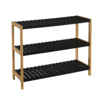 Zapatero Negro de Bambú-Madera Laminada de 3 Baldas 70x26x59 cm