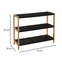 Zapatero Negro de Bambú-Madera Laminada de 3 Baldas 70x26x59 cm