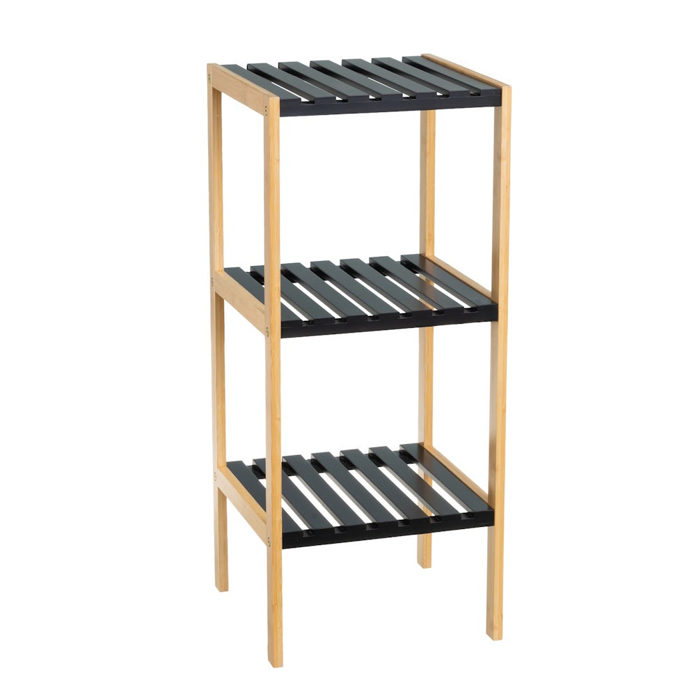 Estanteria de Bambú y Negro con 3 Baldas 34x33x80 cm