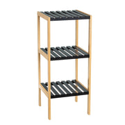 Estante em Bambu e Preto com 3 Prateleiras 34x33x80 cm