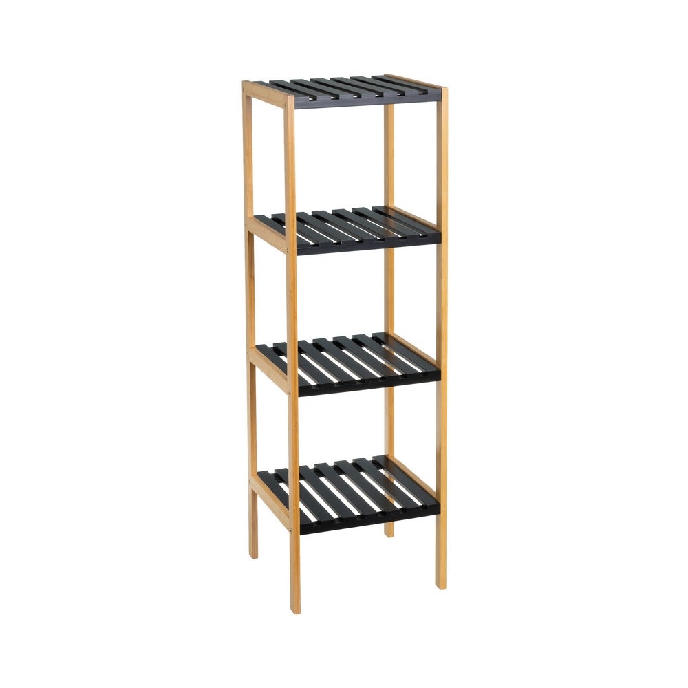 Estanteria de Bambú y Negro con 4 Baldas 34x33x110 cm