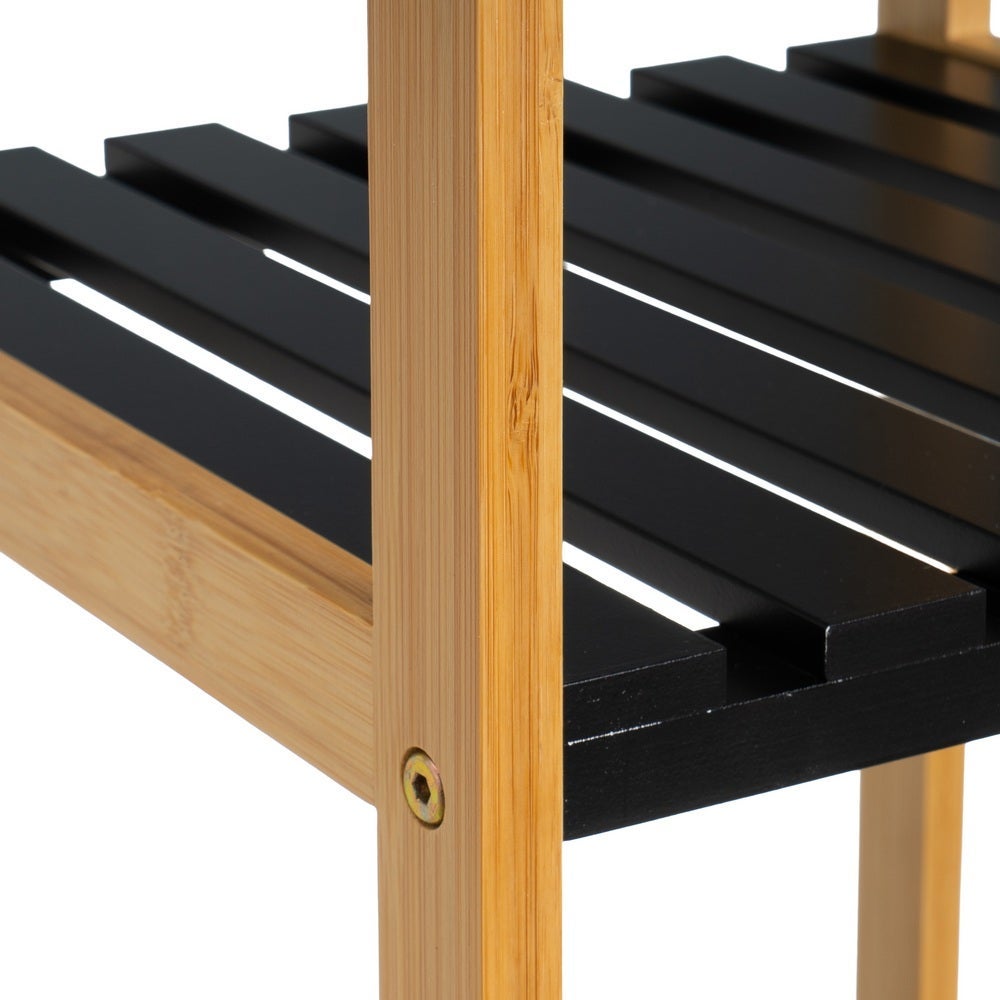 Estanteria de Bambú y Negro con 4 Baldas 34x33x110 cm