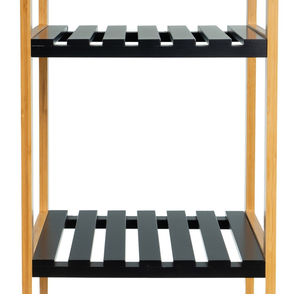 Estanteria de Bambú y Negro con 4 Baldas 34x33x110 cm