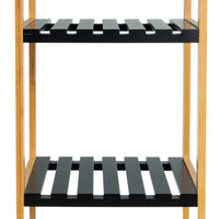 Estanteria de Bambú y Negro con 4 Baldas 34x33x110 cm