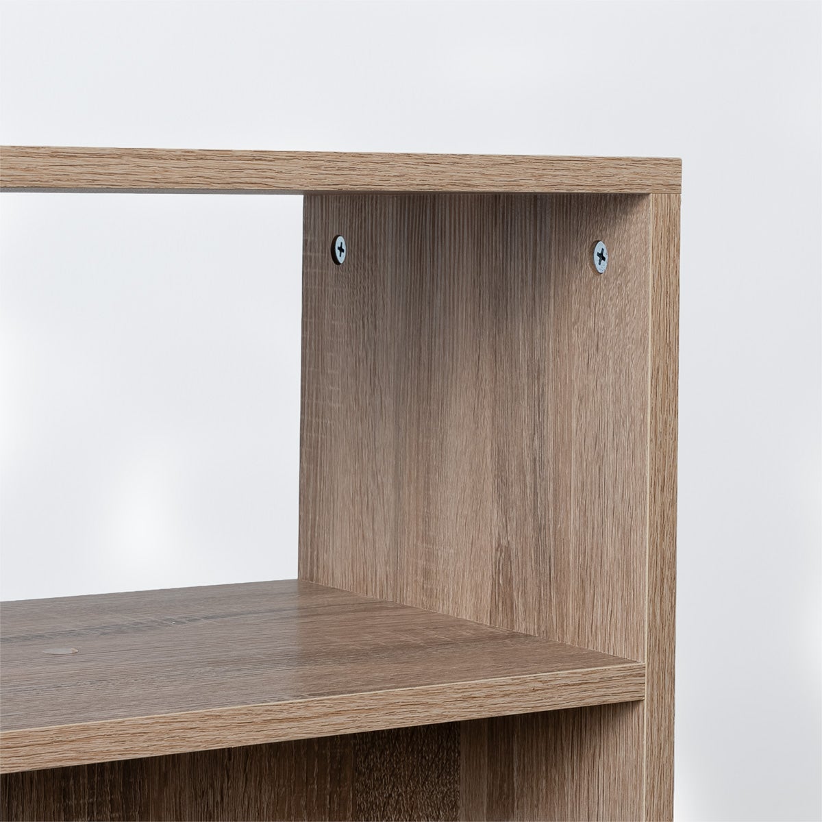 Consola Cube color roble con estante inferior de 90x30x75 cm