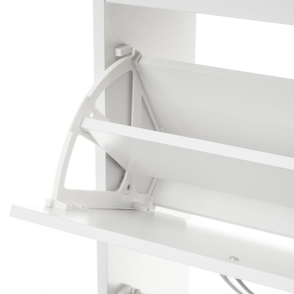 Zapatero de estilo moderno con cajón y 2 puertas blanco de 60x24x80 cm.