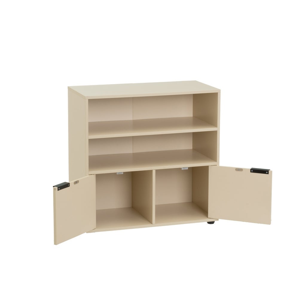 Estantería Mei color beige con 2 baldas abiertas y 2 puertas de 60x28x60 cm